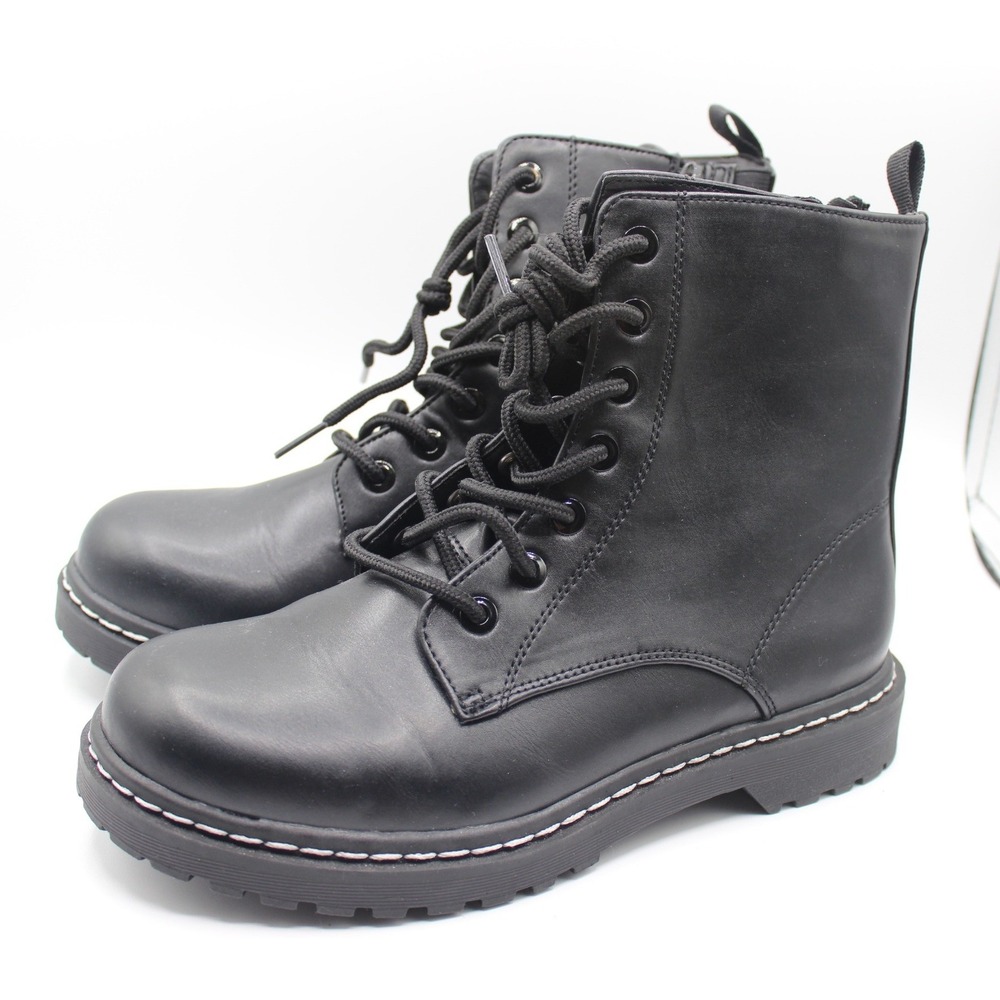 Torrid Black Combat Boots Lace Up Side Zip Lug Sole Wide Width 8WW 13573020